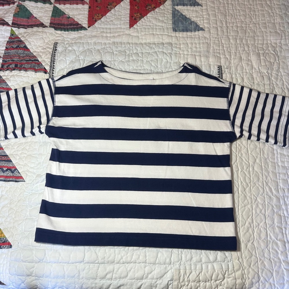 Gap T-Shirt Navy White Striped Boat Neck Short Sleeve XS